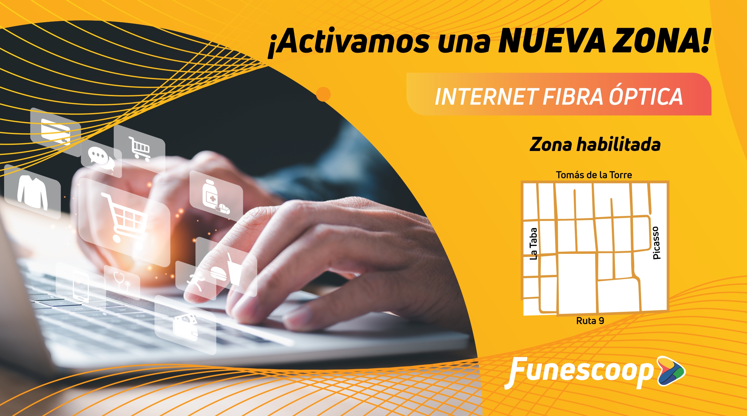 Funescoop: se habilita una nueva zona con internet por fibra óptica